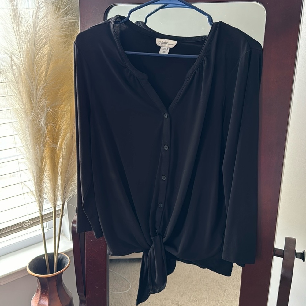 Black Tie Bottom Blouse (L)